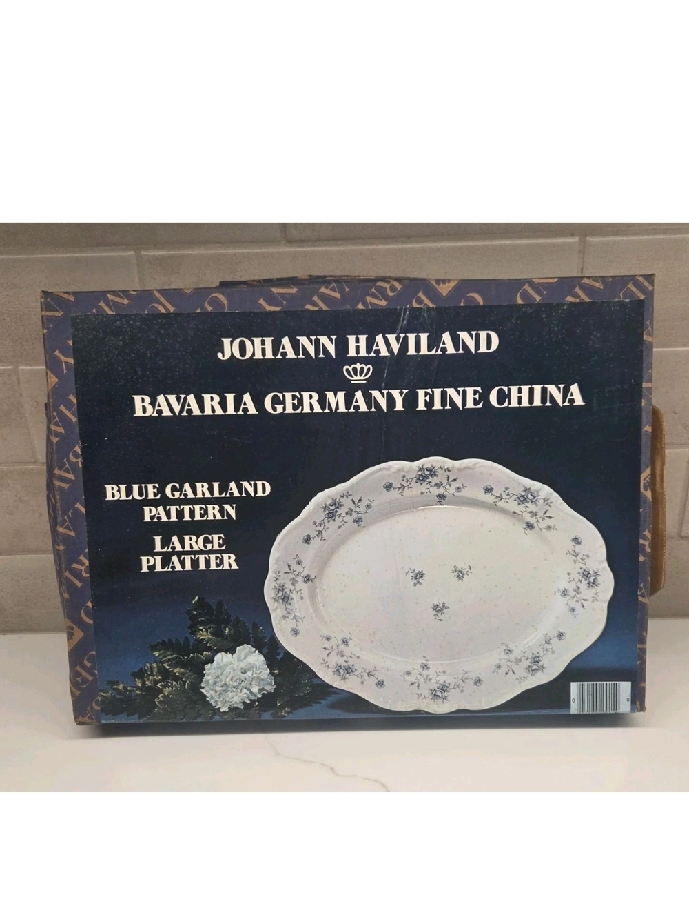 Johann Haviland Bavaria Germany BLUE GARLAND 15" LARGE Oval Serving Platter NEW